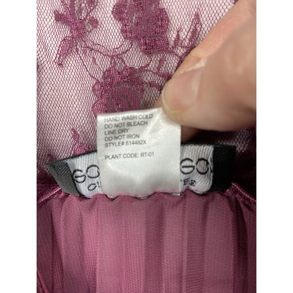 Seductive Wear Cinema Etoile Slip Dress 1X Pink Mauve Babydoll Lingerie Lace - Picture 8 of 10